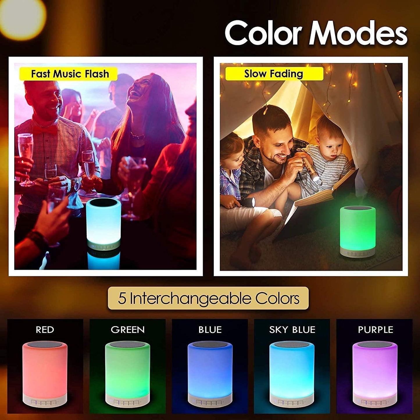 TechFusion.Hub"Portable Bluetooth Touch Color Control LED Lamp Speaker