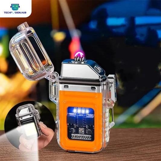 TechFsuion.Hub"Arc Plasma Lighter with LED Flashlight - USB Rechargeable, Windproof, Waterproof, Mini Electric Lighter