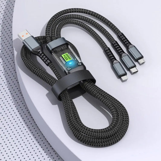 TechFusion.Hub"100w Fast Charging Cable Three-in-one Charging Cable Universal 3 1 Fast Charging Cable with Type-c Micro Usb Connectors for Cell