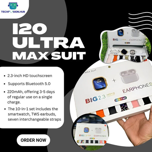 TechFusion.Hub"10 in 1 I20 Ultra Max Suit Smartwatch With 7 Straps