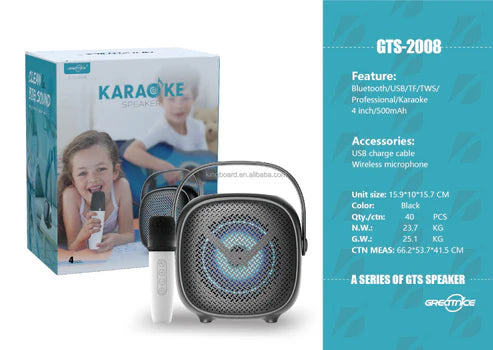 TechFusion.Hub"GTS Karaoke Speaker with Bluetooth, USB, and Wireless Microphone