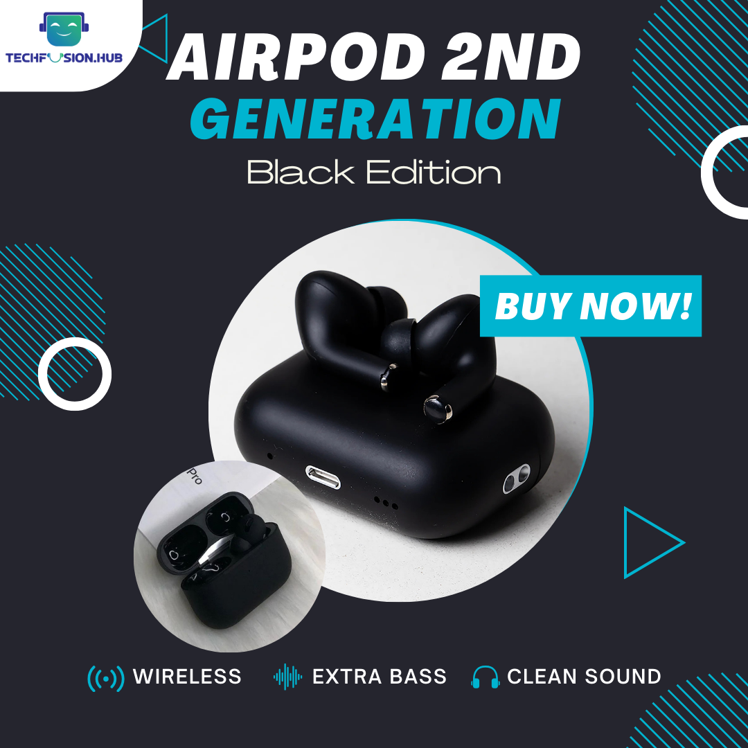 TechFusion.Hub"Airpods Pro 2nd Generation Master Copy Wireless Earbuds Type C | Buzzer And Volume Control (Blacked)