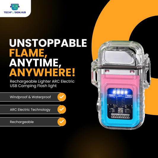 TechFsuion.Hub"Arc Plasma Lighter with LED Flashlight - USB Rechargeable, Windproof, Waterproof, Mini Electric Lighter