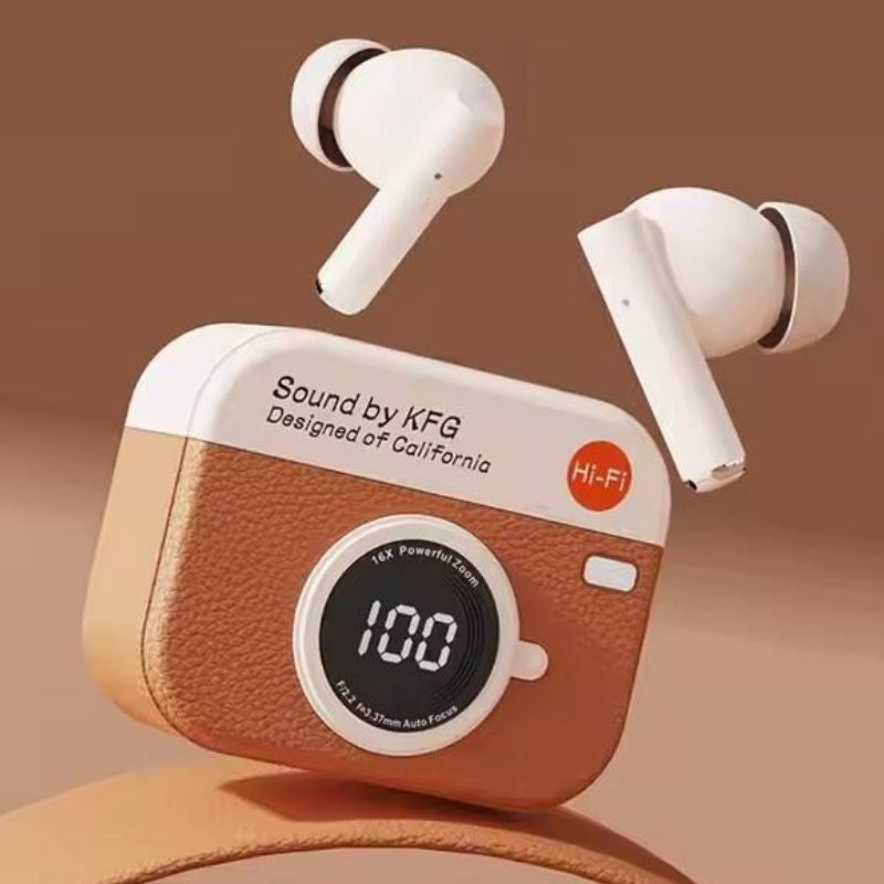 TechFusion.Hub"X73 Retro Camera Leather design TWS earbuds