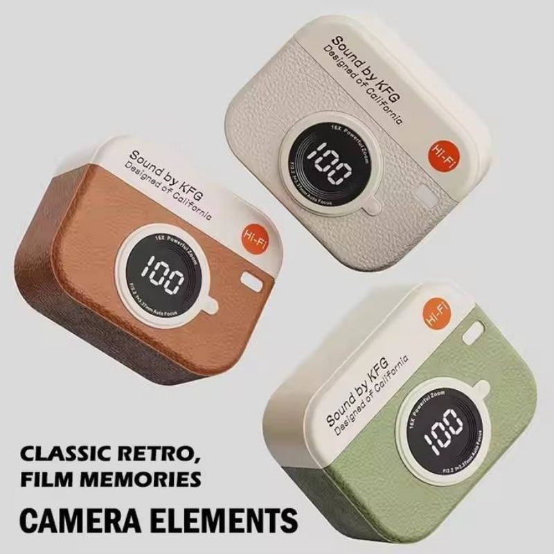 TechFusion.Hub"X73 Retro Camera Leather design TWS earbuds