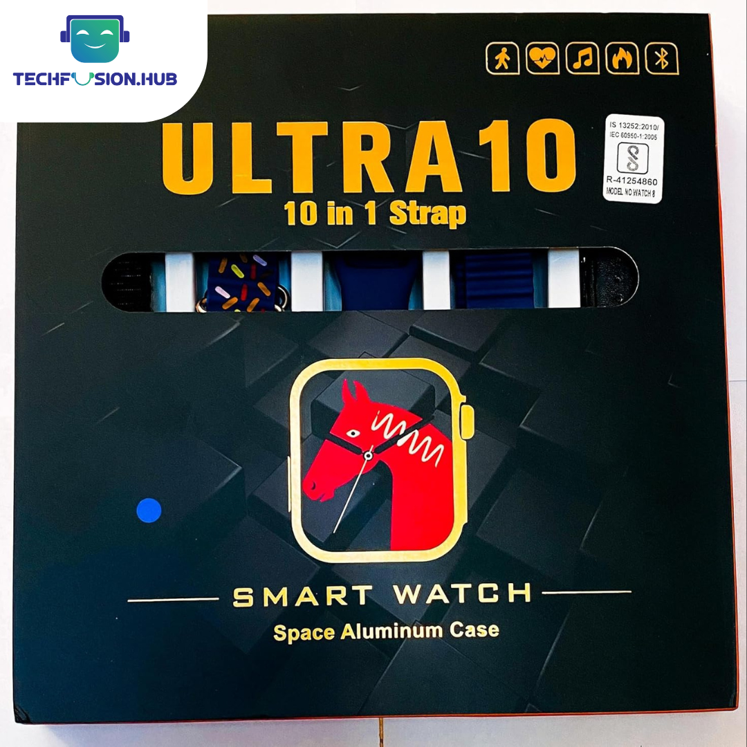 TechFusion.Hub"Ultra 10 Smart Watch with 10 Interchangeable Straps – 2.1" HD Display, Bluetooth Calling, Fitness & Health Tracker