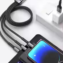 TechFusion.Hub"100w Fast Charging Cable Three-in-one Charging Cable Universal 3 1 Fast Charging Cable with Type-c Micro Usb Connectors for Cell