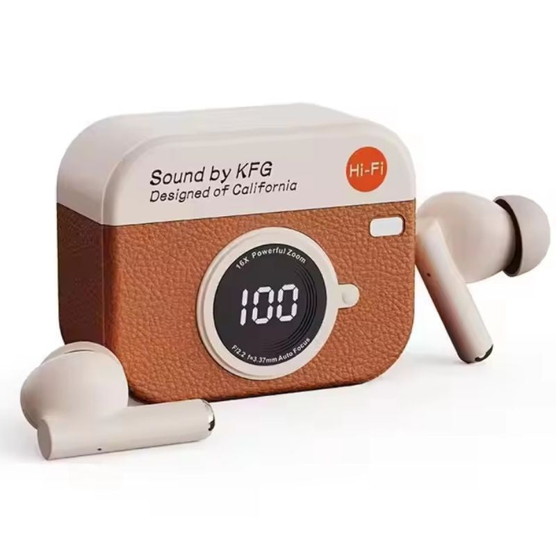 TechFusion.Hub"X73 Retro Camera Leather design TWS earbuds